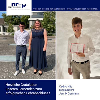 Lehrabschlüsse 2023 bei der NRP Ingenieure AG Lehrabschlüsse 2023 bei der NRP Ingenieure AG